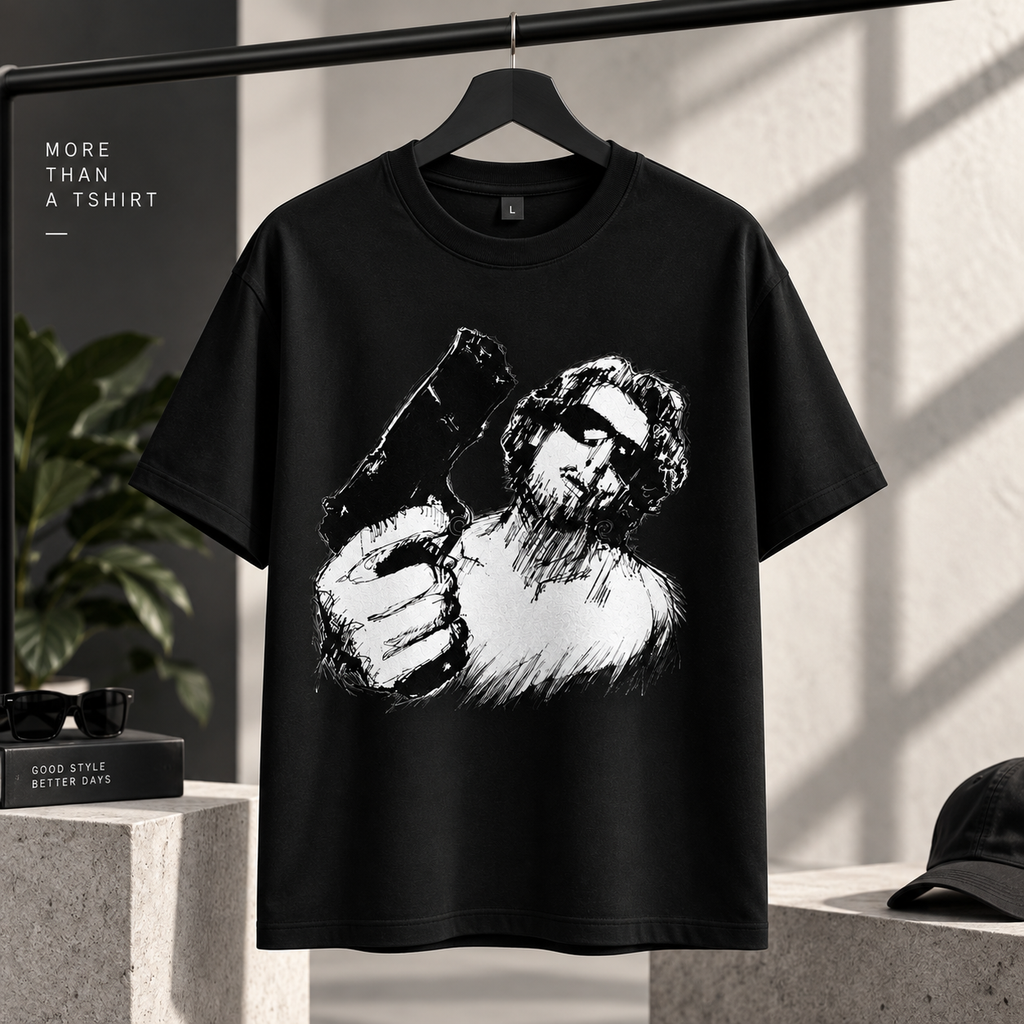 Monochrome Graphic Black T-Shirt