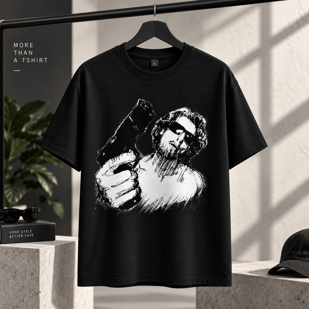 Monochrome Graphic Black T-Shirt