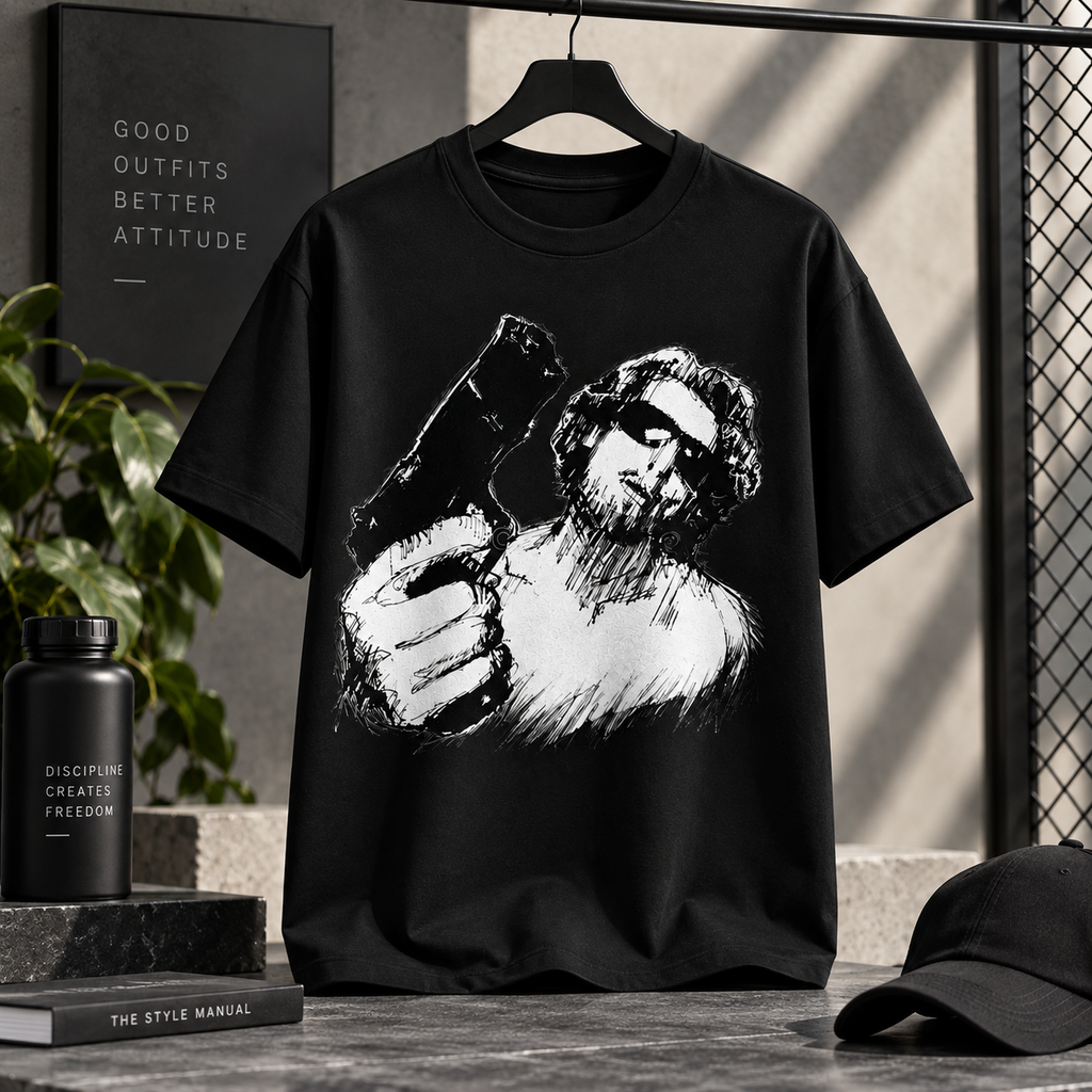 Monochrome Graphic Black T-Shirt