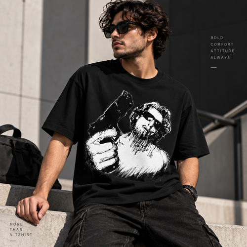 Monochrome Graphic Black T-Shirt