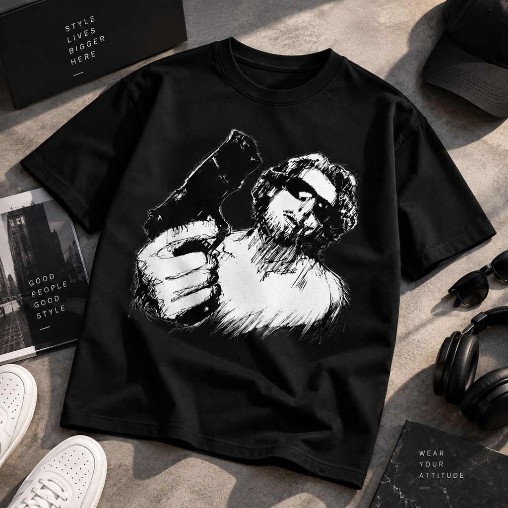 Monochrome Graphic Black T-Shirt