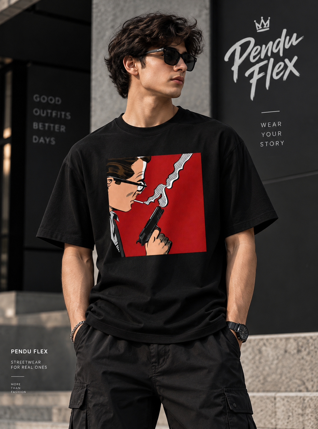 Noir Rebel Graphic Black T-Shirt