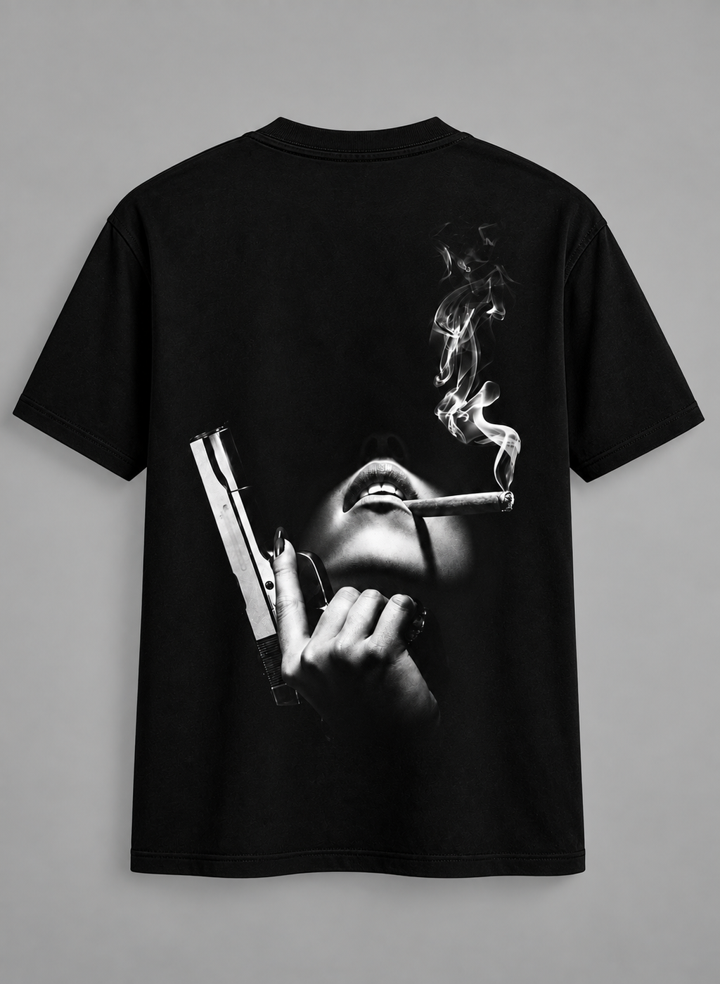 Noir Smoke Graphic Black T-Shirt