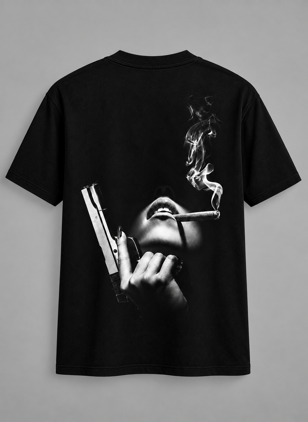 Noir Smoke Graphic Black T-Shirt