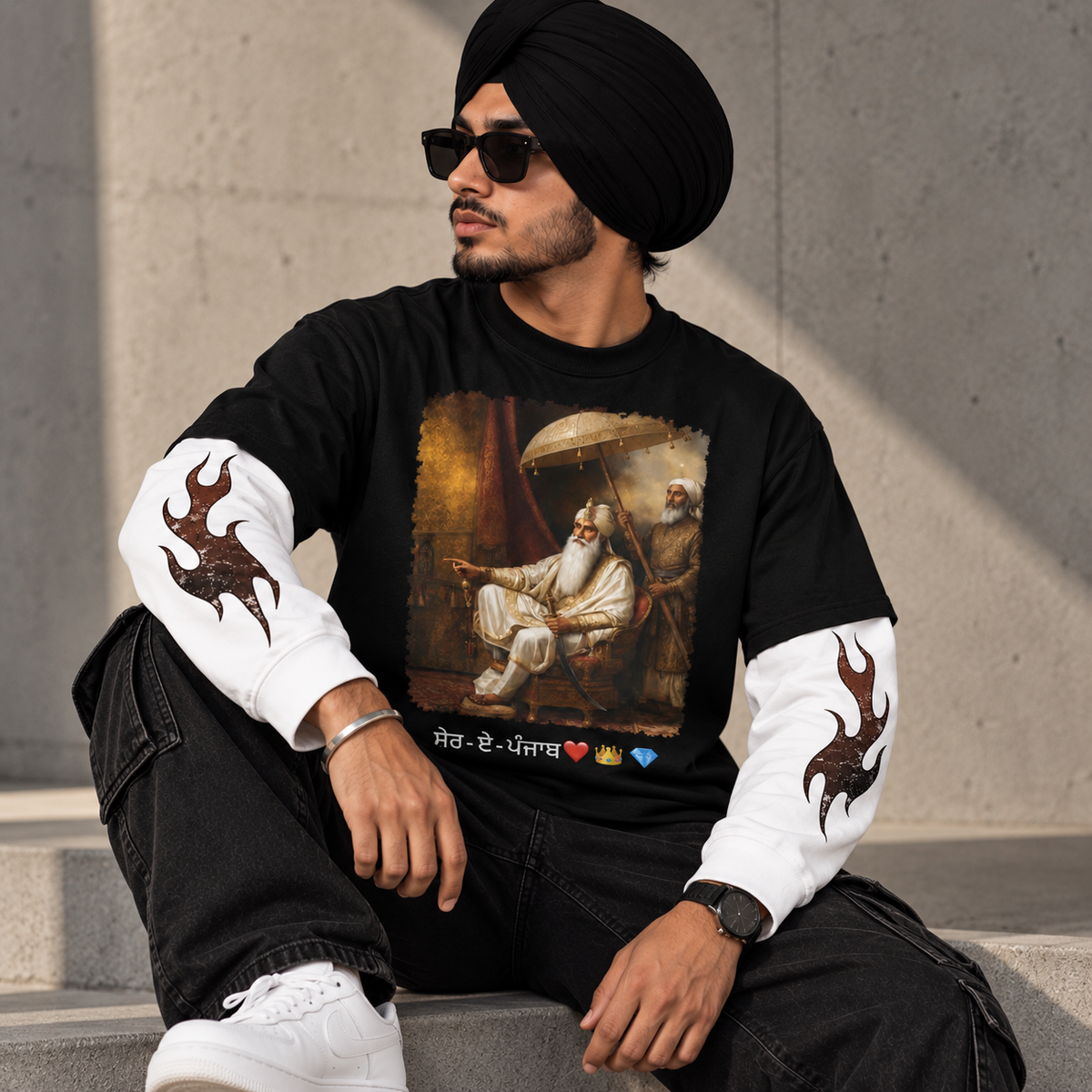 Sher-E-Panjab Heritage Layered Graphic T-Shirt