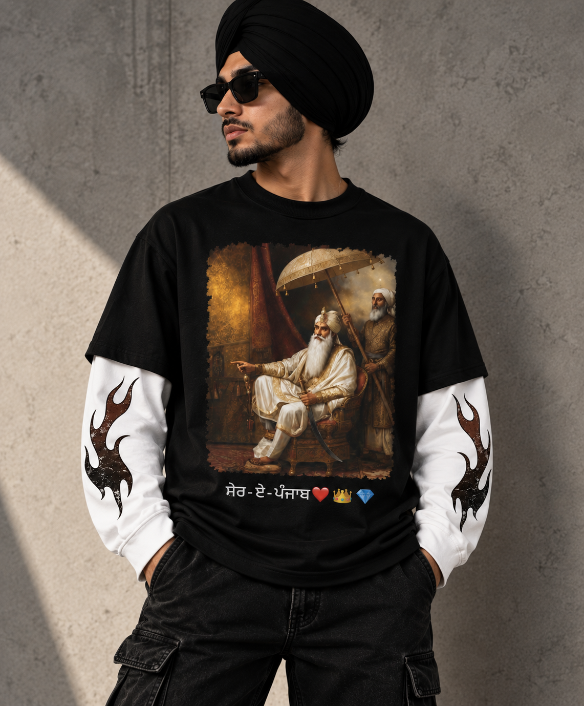 Sher-E-Panjab Heritage Layered Graphic T-Shirt