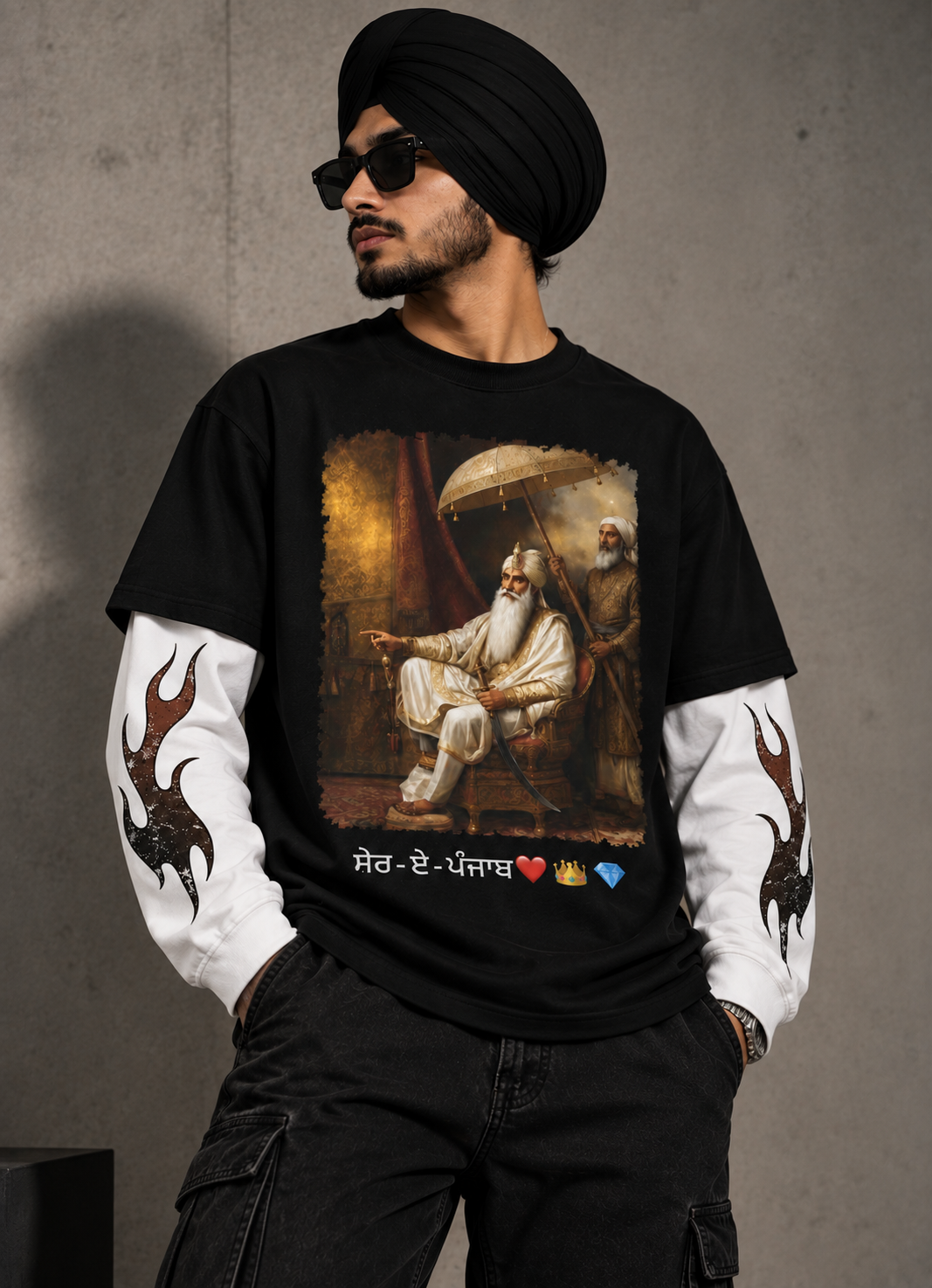 Sher-E-Panjab Heritage Layered Graphic T-Shirt